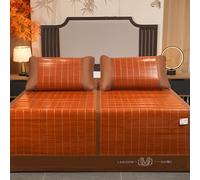 HYQOUKLR Materassino in bambù, materasso pieghevole, Tappetino da letto pieghevole in bambù e seta ghiacciata a doppia faccia con federa multicolore, diverse misure(Brown,180 * 200cm)