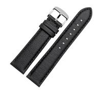 HYQOUKLR Orologio in pelle, Cinturino for orologio in pelle a sgancio rapido da 18 mm e 20 mm con fermagli multipli multicolore(Black,20mm-Silver Clasp)