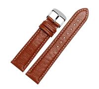 HYQOUKLR Orologio in pelle, Cinturino for orologio in pelle a sgancio rapido da 18 mm e 20 mm con fermagli multipli multicolore(Brown White Line,20mm-Silver Clasp)