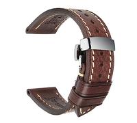 HYQOUKLR Orologio in pelle, Cinturino for orologio in pelle con fibbia a farfalla di ricambio multicolore 18-26 mm(Dark Brown Butterfly Clasp,21mm)