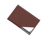 HYQOUKLR portabiglietti da visita, con porta biglietti da visita magnetico in pelle PU e acciaio inossidabile, porta biglietti da visita identificativo(Brown)