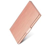 HYQOUKLR portabiglietti da visita, Porta biglietti da visita in metallo, porta biglietti da visita sottile con tasca(Rose Gold)