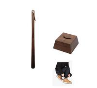 HYQOUKLR Spatola per scarpe, Cucchiai for scarpe pigri con base, in legno, for anziani, gravidanza, uomini, donne(65cm)