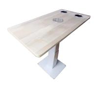 HYQOUKLR tavolo pieghevole a parete, scrivania a parete, Tavolo marino rimovibile con 2 portabicchieri regolabile 33-76 cm/13-30 pollici in lega di alluminio con piedistallo in legno(White)