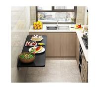 HYQOUKLR tavolo pieghevole a parete, scrivania a parete, Tavolo pieghevole da parete bianco e nero 90 cm x (30-50) cm(Black,90Cm*50Cm)
