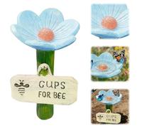 HYQOUKLR Vasche per api da Giardino, Stazione for annaffiare Le api Base a Forma di Fiore Base in Resina Multicolor 5 pz(Blue)