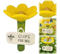 HYQOUKLR Vasche per api da Giardino, Stazione for annaffiare Le api Base a Forma di Fiore Base in Resina Multicolor 5 pz(Yellow)