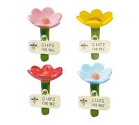 HYQOUKLR Vasche per api da Giardino, Stazione for annaffiare Le api Base a Forma di Fiore Base in Resina Multicolor 5 pz(Multicolor)