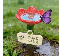 HYQOUKLR Vasche per api da Giardino, Stazione for annaffiare Le api Base a Forma di Fiore Base in Resina Multicolor 5 pz(Red)