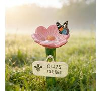 HYQOUKLR Vasche per api da Giardino, Stazione for annaffiare Le api Base a Forma di Fiore Base in Resina Multicolor 5 pz(Pink)