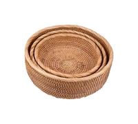 HYQOUKLR vassoio rettangolare, vassoio in rattan vassoiowic Cesto portaoggetti in paglia intrecciata multicolore, diverse misure, confezione da 3