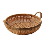HYQOUKLR vassoio rettangolare, vassoio in rattan vassoiowic Cesto portaoggetti in plastica intrecciata in rattan multicolore, diverse misure, confezione da 2(L)
