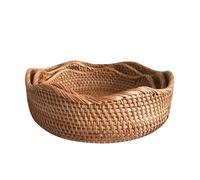 HYQOUKLR vassoio rettangolare, vassoio in rattan vassoiowic Cesto portaoggetti in rattan for frutta e cibo, multicolore, confezione da 3