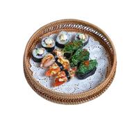 HYQOUKLR vassoio rettangolare, vassoio in rattan vassoiowic Cesto portaoggetti in rattan intrecciato naturale, diverse misure, multiuso for la casa e il soggiorno(30x6.5cm)