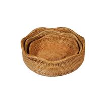 HYQOUKLR vassoio rettangolare, vassoio in rattan vassoiowic Set di 3 cestini portaoggetti in rattan intrecciato multicolore, diverse misure, for la casa.