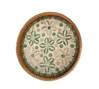 HYQOUKLR vassoio rettangolare, vassoio in rattan vassoiowic Vassoio decorativo rotondo intrecciato for conservare e servire in casa, verde, 24x3-28x4 cm(24x3cm)