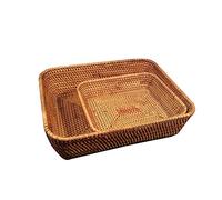 HYQOUKLR vassoio rettangolare, vassoio in rattan vassoiowic Vassoio for cestino da portata in rattan intrecciato naturale, diverse misure, confezione da 2 for uso domestico