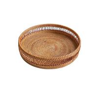 HYQOUKLR vassoio rettangolare, vassoio in rattan vassoiowic Vassoio multiuso intrecciato a mano, dimensioni for tavolino, scrivania, soggiorno, cucina(24x4.5cm)