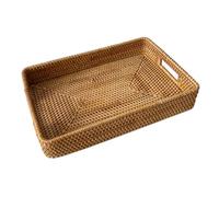 HYQOUKLR vassoio rettangolare, vassoio in rattan vassoiowic Vassoio portaoggetti in rattan intrecciato naturale 35x23x6 cm/38x26x7 cm for tavolino da salotto(38x26x7cm)