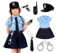 Hyran Costume Poliziotta Bambina, Costume Poliziotto Bambino, Polizia Costume Bambina, Vestito Poliziotto Bambino, Travestimenti da Polizia per Bambini, per Feste di Compleanno, Halloween, Carnevali
