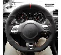 HYRHEV Coprivolante per Auto in Pelle Scamosciata Nera per Golf 6 GTI MK6 per Polo GTI per Scirocco R per Passat CC R-Line 2010 Copertura Protettiva per Volante(Colore:Style 18)