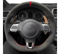 HYRHEV Coprivolante per Auto in Pelle Scamosciata Nera per Golf 6 GTI MK6 per Polo GTI per Scirocco R per Passat CC R-Line 2010 Copertura Protettiva per Volante(Colore:Style 45)