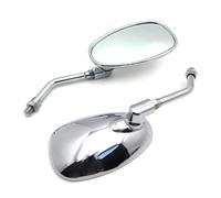 HYRHEV Specchietto retrovisore ovale cromato per Moto (10MM Clockwise) per Xt 600 Virago 125 535 1100 Vmax 1200 con Funzione antiurto, Leggero