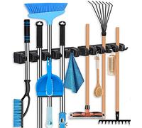 HYRIXDIRECT Supporto per scopa da parete, organizer per mocio, organizer per attrezzi da giardino, organizer per garage, lavanderia, organizzazioni e stoccaggio con ganci resistente