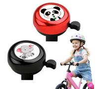 HYRKOTW 2 Pezzi Campanelli per Bicicletta per Bambini con Motivi Animali, Rosso con Panda e Nero con Elefantino, Adatti per Manubri 55mm, Facili da Installare