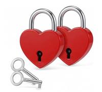 HYRKOTW 2 Pezzi Lucchetto a Forma di Cuore Rosso con Chiave, Mini Lucchetto Decorativo in Metallo 25x32x6,5 mm per Armadietto Valigia, Regalo di Coppia per San Valentino Anniversario