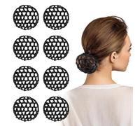 HYRKOTW 8 Pezzi Copertura a Rete per Danza, Retina per Capelli,Rete per Capelli Chignon, Adatto per assistenti di volo, infermieri, personale di banca, hotel, ballerini (Nero)