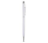 HYROOY 2 in 1 Microfibra Punta in Metallo Capacitanza Penna Schermo per Touch Pen per Pad Cellulari Tab Argento Plastica