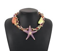 HYROOY Collana girocollo da donna con stella marina e conchiglia, stile retrò, grande, con ciondolo per collo, idea regalo, alluminio, lega, olio gocciolante, resina, As Pic Shows,
