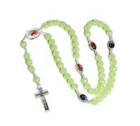 HYROOY Collana rosario fosforescente con perline da appendere per donne e uomini, in preghiera, per meditazione, idea regalo, plastica e lega di zinco, As Pic Shows, plastica e lega di zinco