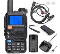 HYS Quansheng UV5R-PLUS 5W Dual Band Walkie Talkie, Caricatore Batterie ricaricabili Radio, Radio ricetrasmittente VHF UHF (cuffia leggera, tappo per le orecchie)