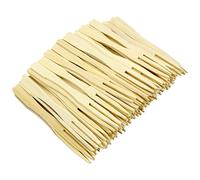 Hysagtek - 400 forchette in bambù, usa e getta, forchette da cocktail a due punte, ideali per le feste, la casa e il catering, 8,8 cm