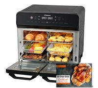 HYSapientia 22 Litri Forno Friggitrice Ad Aria doppio cestello Calda，2400W friggitrice aria 2 cestelliin in acciaio inossidabile,10 Funzioni,Doppia Temperatura,Suddividere in due campate，Girarrosto