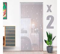 HYSENM 2 Tende 100 x 200 cm Tenda a Fili Glitterata Pannelli divisori per interni Tende per porta finestra Divisorio di Stanze Tenda zanzariera porta finestra, Bianco