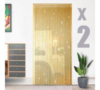 HYSENM 2 tende a fili, 100 x 200 cm, per porta con brillantini, per matrimoni, colore giallo oro