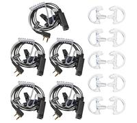 HYSHIKRA Cuffia con Microfono 2 Pin per Walkie-Talkie con Grande Tasto PTT e Microfono, Compatibile con Radio Baofeng UV-5R, UV-5RA, 888S e Kenwood (5 Pack Include auricolari di ricambio)