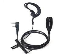 HYSHIKRA Cuffia con microfono a forma di G a 2 pin con pulsante PTT grande, compatibile con Kenwood eSnic Retevis Baofeng UV-5R Auricolare per radio bidirezionale per guardie del corpo di sicurezza