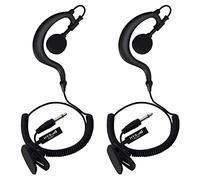 HYSHIKRA Cuffie con gancio, jack da 3,5 mm, One Ear, clip di supporto, a forma di G, per radio (2 pezzi) (connettore a 180°)