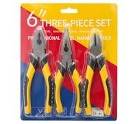 HYSHLC Set di 3 pinze da 160 mm con impugnatura morbida, pinze a becco lungo in acciaio al carbonio, taglierine combinate e diagonali con manici ergonomici per progetti fai da te, elettricisti