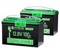HYSINCERE Batteria al litio LiFePO4 da 12 V 100 Ah con LED 2 PACK, 100 A Intelligente BMS & Max 15000 cicli, 12 Volt Deep Cycle Batteria ricaricabile da 1280 Wh per camper, campeggio, sistemi a casa