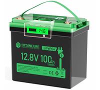 HYSINCERE Batteria Litio Mini LiFePO4 12V 100Ah con LED 1Pack, 100A Intelligente BMS & Max.15000 Cicli, 12 Volt Deep Cycle 1280 Wh Ricaricabile per Camper, Campeggio, Sistemi a Casa Solare, Barche