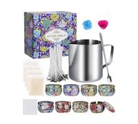 HYSINSE Set Regalo Kit Fai-da-Te per Candele, Kit per fabbricazione candele, Cera d'api, 50 stoppini di Cera con Supporto, 8 barattoli di Latta per Candele Fai-da-Te, 123 Set di Candele profumate (A)