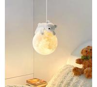 HYSJDMNC Lampada a Sospensione Sleeping Bear Moon Lampadario a Sospensione da Comodino a Luce lunare 3D Lampadario Decorativo a Sospensione Creativo a Forma di Luna per la Camera da Letto dei Bambini