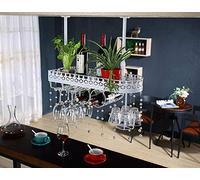 HYSJDMNC Vino in Vetro Frame di Bicchiere Appesi per stagili Rosso, Porta Bottiglia di Vino sospeso a soffitto a soffitto in Metallo Vine di Vino in Vetro Porta di vino/B/L60*W25CM YYuan