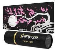 Hystar Tappetino per mouse da gioco esteso | XXL 91,4 x 40,6 cm | Spessore 5 mm, superficie impermeabile, tessuto in poliestere liscio e base in gomma naturale | Sakura Dark