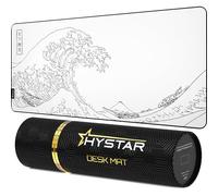 Hystar® Tappetino per mouse da gioco esteso, XXL, 91,4 x 40,6 cm, spessore 5 mm, superficie impermeabile, tessuto in poliestere liscio e base in gomma naturale, The great wave (bianco)